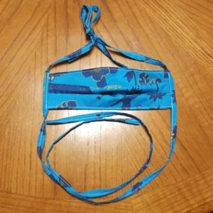 Retro blue Hawaiian print face mask